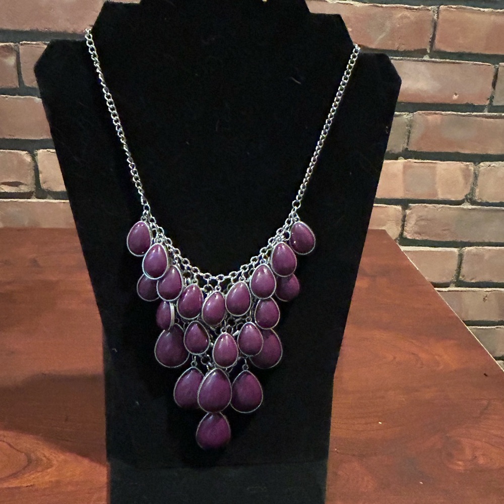 Source Unknown Deep Purple Teardrop Necklace